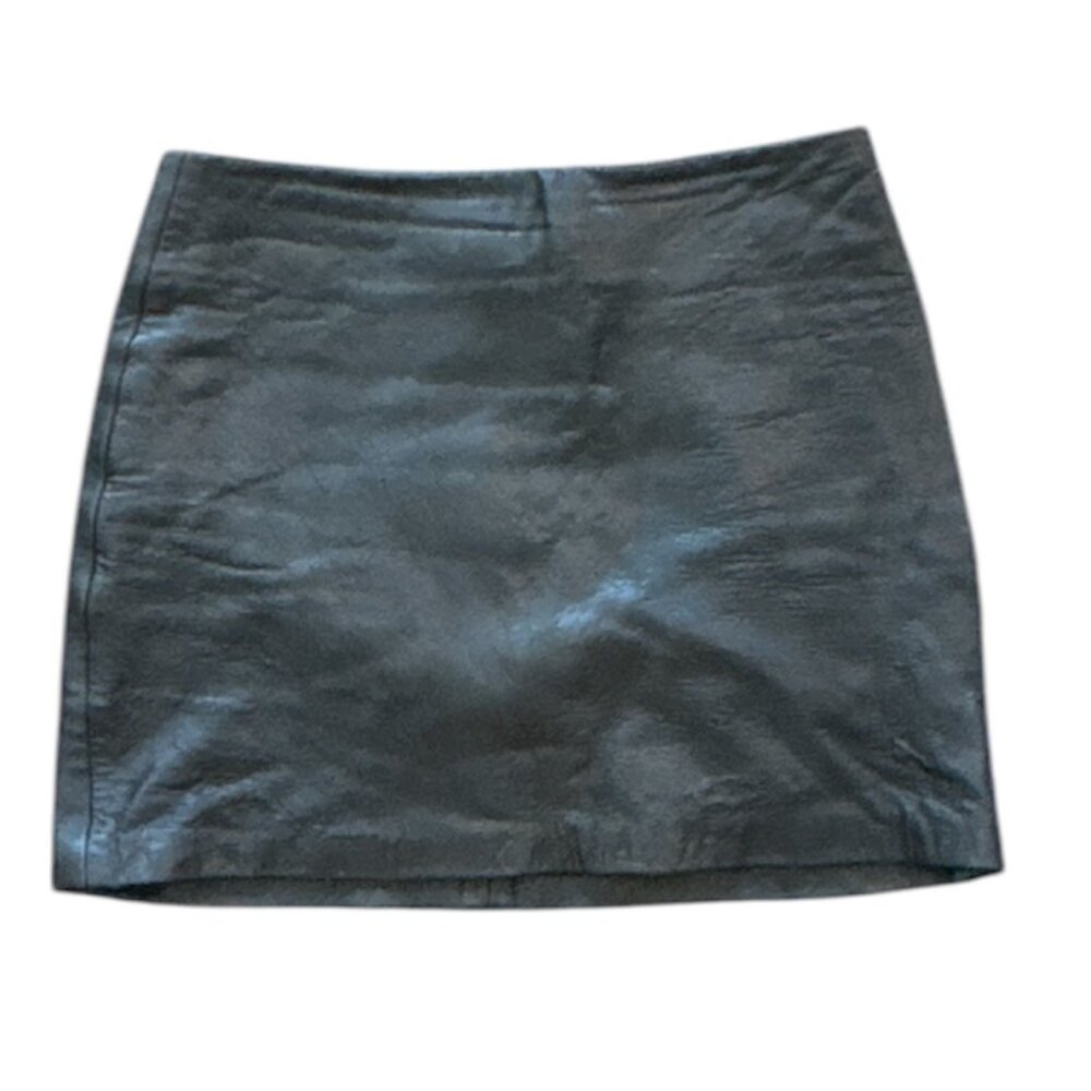 Reformation Leather Mini Skirt - Darkest Brown (size S)